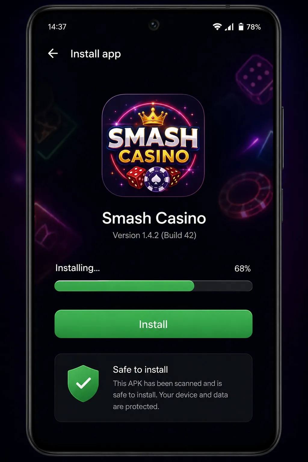 How to complete the Smash Casino app download on Android