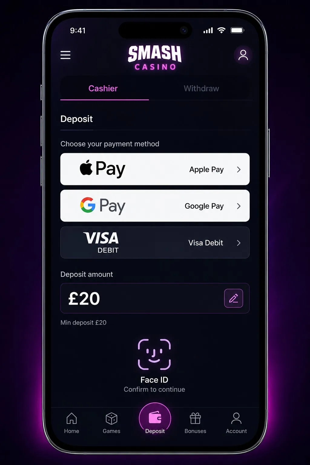 Safe mobile payment methods for UK players in the Smash Casino app