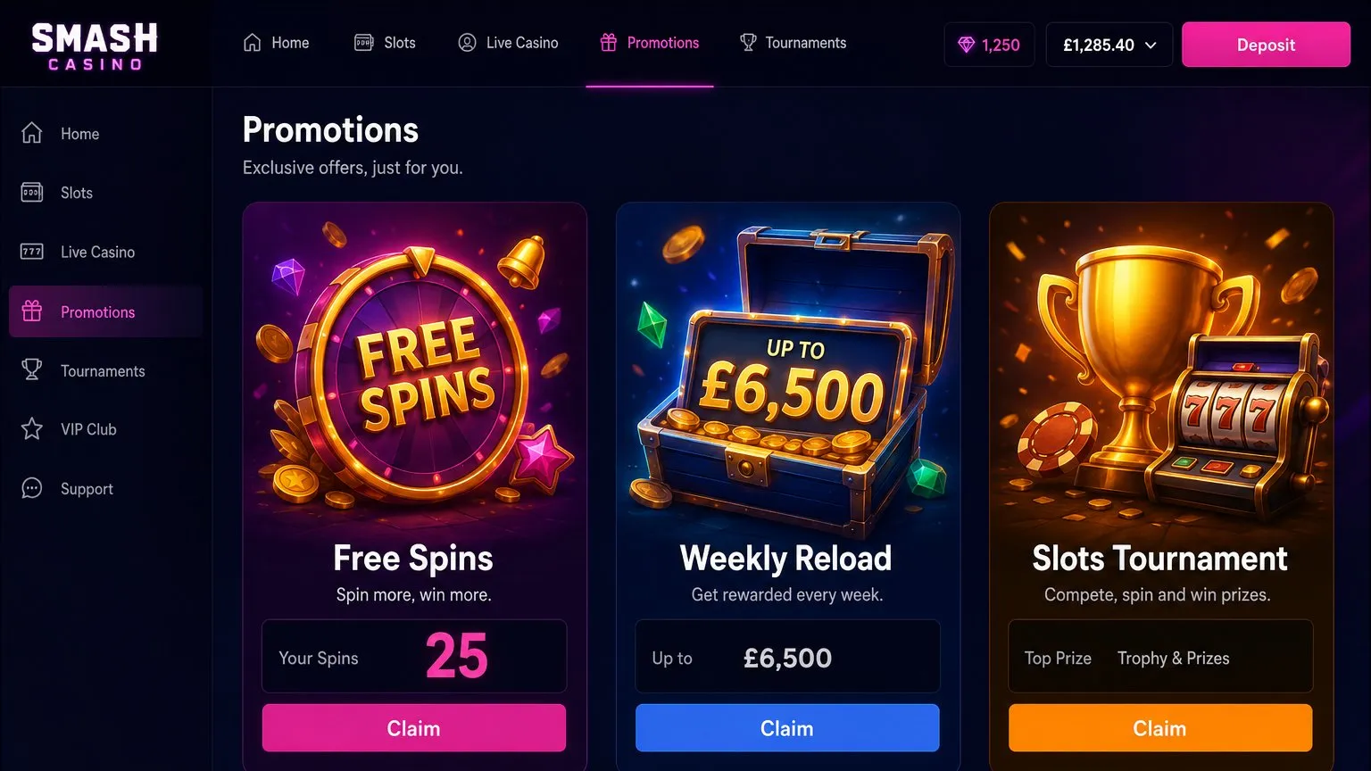 Smash slots best promotions and free spins