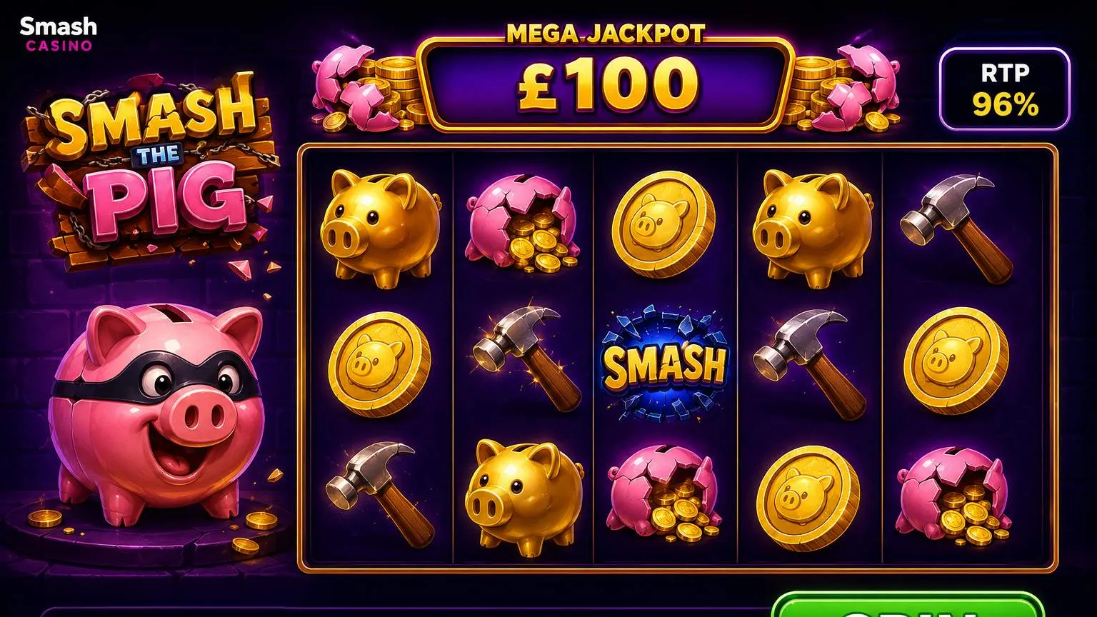 Smash the Pig slot features, RTP and volatility in Smash slots